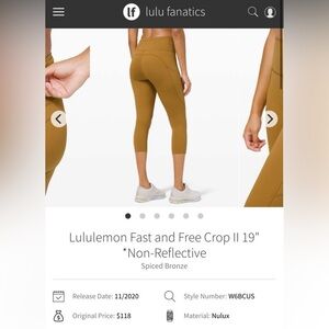 Lululemon Cropped Fast and Frees
